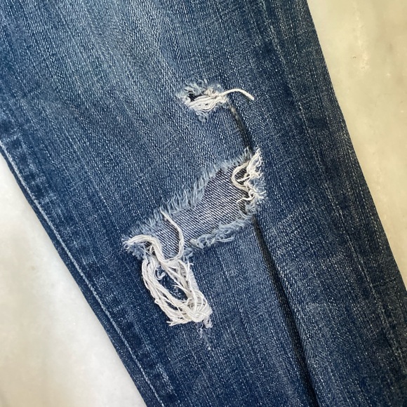 Straight Leg Mid Rise Distressed Jeans. - Picture 3 of 5